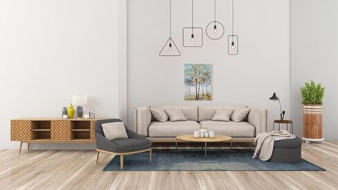 Tree Canvas Wall Art - Hand Painted Abstract Forest Painting for Modern Home Décor in Saudi Arabia