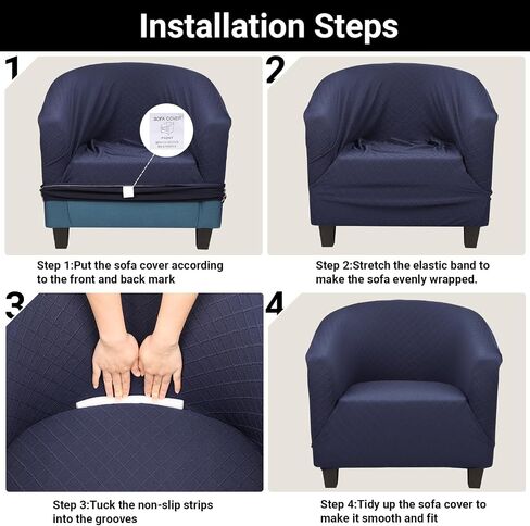 Club Chair Slipcovers, Barrel Sofa Chair Cover Stretch, Tub Chair Slipcover with Elastic Bottom Removable Cover Soft Stretch Slip Covers Washable Furniture Protector for Living Room Office in Saudi Arabia