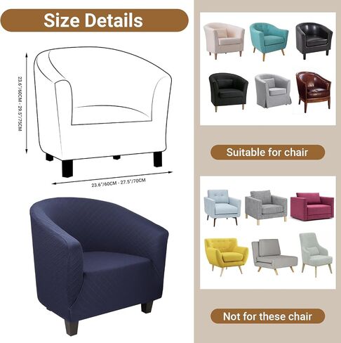 Club Chair Slipcovers, Barrel Sofa Chair Cover Stretch, Tub Chair Slipcover with Elastic Bottom Removable Cover Soft Stretch Slip Covers Washable Furniture Protector for Living Room Office in Saudi Arabia