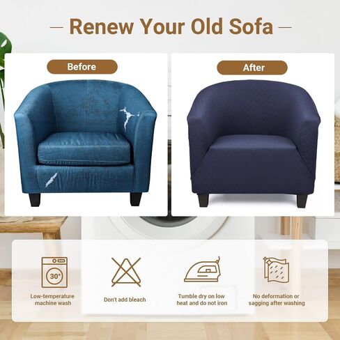 Club Chair Slipcovers, Barrel Sofa Chair Cover Stretch, Tub Chair Slipcover with Elastic Bottom Removable Cover Soft Stretch Slip Covers Washable Furniture Protector for Living Room Office in Saudi Arabia