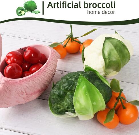 وهمية القرنبيط الخضروات الاصطناعية بولي Broccolis محاكاة نابض بالحياة للمنزل المطبخ حفلة حانة الديكور خزانة حلية 2 قطعة in Kuwait