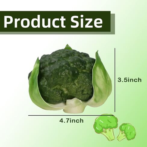 وهمية القرنبيط الخضروات الاصطناعية بولي Broccolis محاكاة نابض بالحياة للمنزل المطبخ حفلة حانة الديكور خزانة حلية 2 قطعة in Kuwait