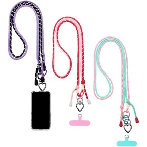 مقطع Woanger و GO Crossbody Phone Lanyard 3 مجموعات قابلة للتعديلتين لهجة ملونة ملونة من الهواتف المحمولة الحبل مع علامة تبويب حبل الهاتف لـ Save Girls Cruise Travel Vacation Supplies in Saudi Arabia