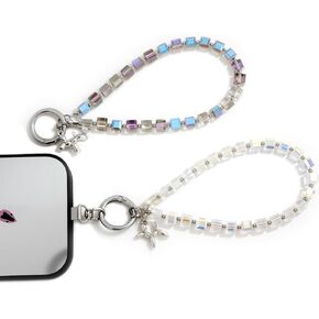 2-Pack Crystal Beaded Phone Lanyard Set, Detachable Wrist Strap Keychain for iPhone Samsung AirPods, Fashion Phone Accessories for Women in Saudi Arabia