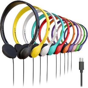 10 Pack Bulk Wired On-Ear Headphones with USB Type-C Connector, Multi in Kuwait