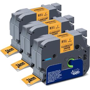 Absonic 24mm أصفر Tze Label Tape متوافق مع Brother Tze-651 Tze651 0.94 "أسود على شريط مصفوفة أصفر TZ لصانع الملصقات PTOUCH PTD610BT PTD600 PTP750W PTP710BT E550WVP 2730VP 2430PC ، 3 Pack in Kuwait