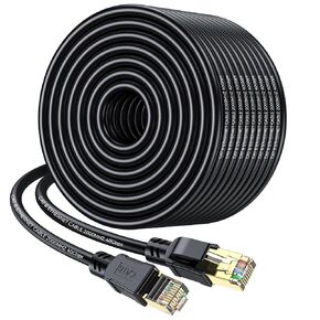 Cat 8 Ethernet Cable 100FT, High Speed Heavy Duty Network LAN Patch Cord 40Gbps 2000Mhz with Gold Plated RJ45 Connector, Outdoor&Indoor Internet Cable Compatible for Router Gaming Modem Xbox in Saudi Arabia