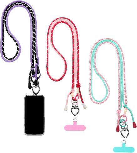 Woanger Clip and Go Crossbody Phone Lanyard 3 Sets Adjustable Two Tone Colorful Braided Cellphone Lanyard with Phone Tether Tab for Save Girls Women Cruise Travel Vacation Anti Theft Supplies in Saudi Arabia
