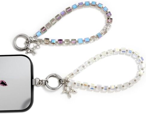2-Pack Crystal Beaded Phone Lanyard Set, Detachable Wrist Strap Keychain for iPhone Samsung AirPods, Fashion Phone Accessories for Women in Saudi Arabia