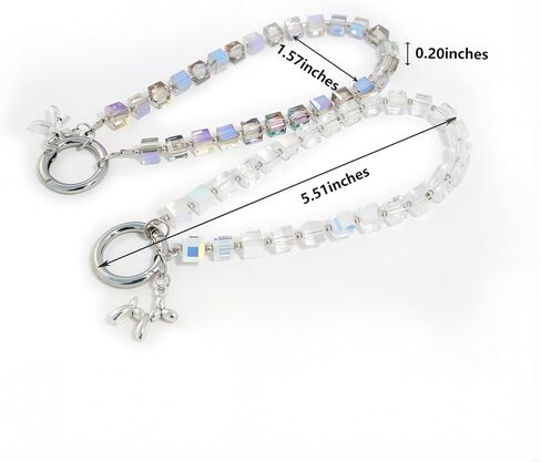 2-Pack Crystal Beaded Phone Lanyard Set, Detachable Wrist Strap Keychain for iPhone Samsung AirPods, Fashion Phone Accessories for Women in Saudi Arabia