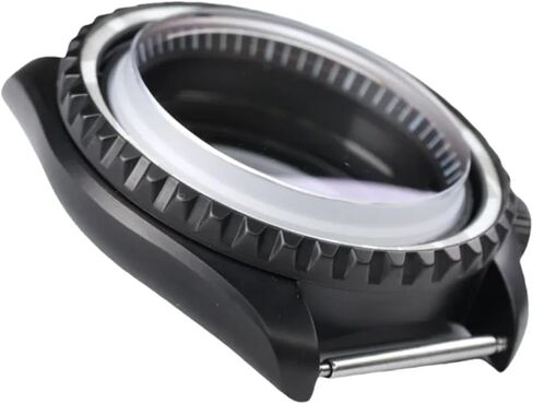 42 مم من الفولاذ الأسود غير اللامع مقاوم للماء مع تليف الكريستال من أجل NH35 NH36 NH34 Movement 28.5mm DIAL MODS CASE in Saudi Arabia