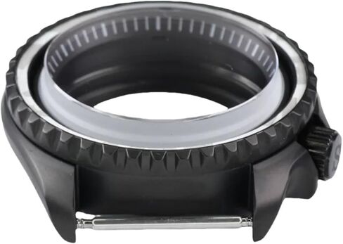 42 مم من الفولاذ الأسود غير اللامع مقاوم للماء مع تليف الكريستال من أجل NH35 NH36 NH34 Movement 28.5mm DIAL MODS CASE in Saudi Arabia