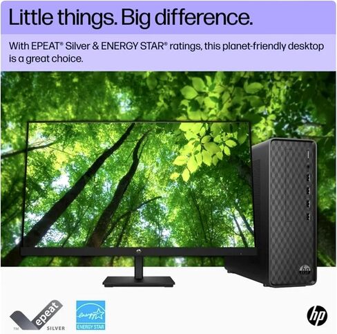 HP Slim Desktop PC & 27" FHD IPS Monitor, 12th Gen 4-Core i3-12100 Processor, 8GB RAM, 512GB SSD, Keyboard & Mouse, Ethernet, WiFi, Bluetooth, Windows 11 Pro in Saudi Arabia