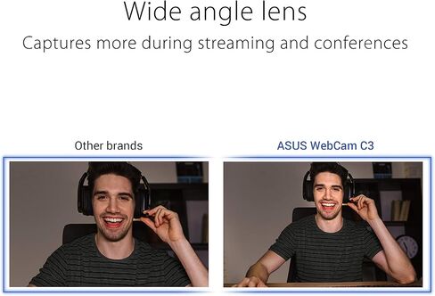 كاميرا ASUS WebCAM C3 1080P HD USB - الميكروفون المصنوع من الإمالة ، قابلة للتعديل ، تدور 360 درجة ، مجال عرض واسع ، متوافق مع فرق Skype و Microsoft والتكبير (المتجدد) in Kuwait
