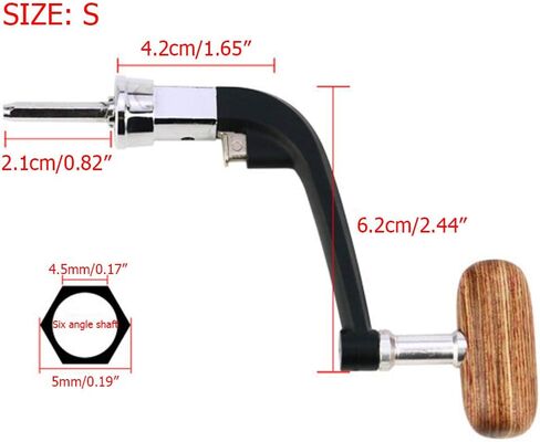 Gonetre Fishing Handle Reel Foldable Metal Fishing Reel Handle Rocker Arm Wooden Knob for Wheels Fishing Tackles (S) in Saudi Arabia