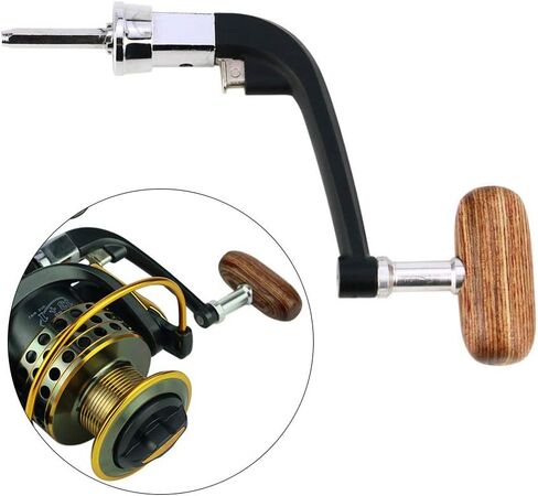Gonetre Fishing Handle Reel Foldable Metal Fishing Reel Handle Rocker Arm Wooden Knob for Wheels Fishing Tackles (S) in Saudi Arabia