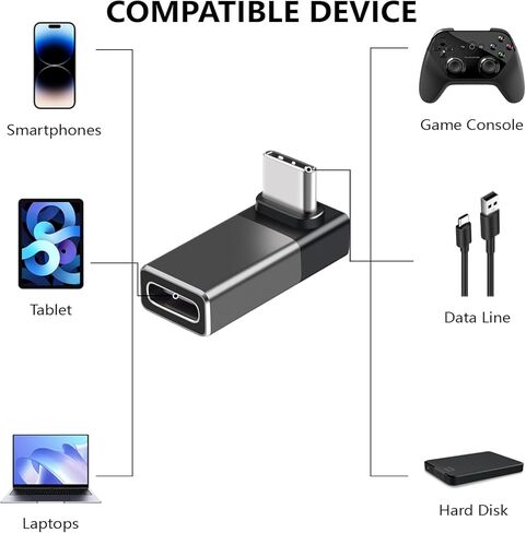 USB C Adapters 90 Degree 240W 40Gbps 8K Video Male to TypeC Female Extension Extenders for Laptops Adapters in Kuwait
