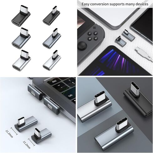 90 Degree Type C Extension Adapter USB Female to USB Male Converter Extended Data Sync Connector 40Gbps 100W Tablet Adapter in Saudi Arabia