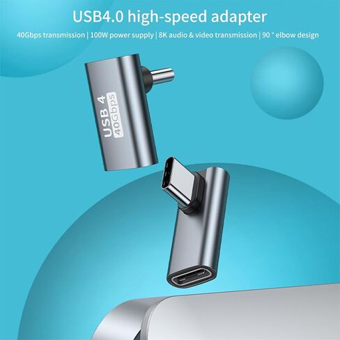 90 Degree Type C Extension Adapter USB Female to USB Male Converter Extended Data Sync Connector 40Gbps 100W Tablet Adapter in Saudi Arabia