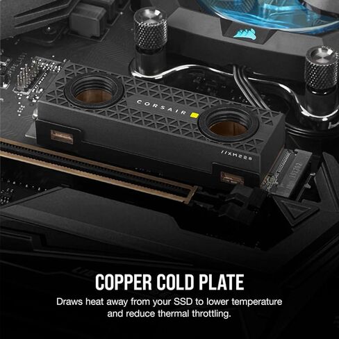 Corsair Hydro X Series XM2 M.2 SSD Water Block - Add Your M.2 SSD to a Custom Cooling Loop - Copper Cold Plate - Easy Installation, Black in Saudi Arabia