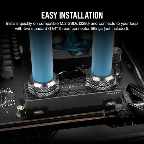 Corsair Hydro X Series XM2 M.2 SSD Water Block - Add Your M.2 SSD to a Custom Cooling Loop - Copper Cold Plate - Easy Installation, Black in Saudi Arabia