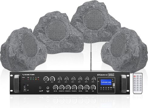 Sound Town Commercial Rocker Rocker+Amplifier ، مع مكبر صوت واحد 60 فولت/100 فولت مع Bluetooth ، مكبرات صوت صخرية بحجم 4 × 6.5 بوصة ، رمادي (STCA360X4RK62G) in Saudi Arabia
