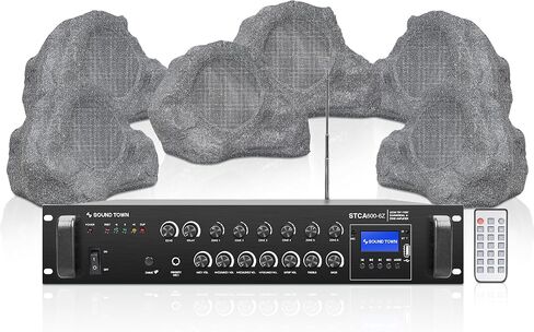 Sound Town Commercial Rock Speaker+Amplifier Set ، مع مكبر صوت واحد 60 فولت/100 فولت مع Bluetooth ، مكبرات صوت صخرية بحجم 6 × 8 بوصات ، رمادي (STCA600X6RK82G) in Saudi Arabia