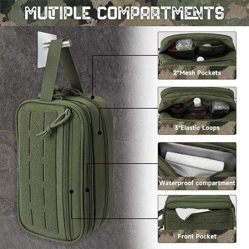 Molle tactical bag management bag practical laser cutting EDC tool kit horizontal modular Bag-Waterproof storage-US Flag Patch (Black) in Saudi Arabia