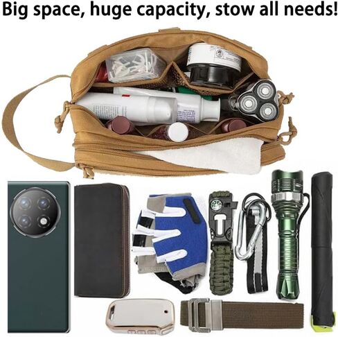 Molle tactical bag management bag practical laser cutting EDC tool kit horizontal modular Bag-Waterproof storage-US Flag Patch (Black) in Saudi Arabia