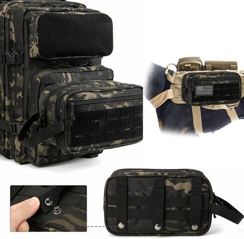 Molle tactical bag management bag practical laser cutting EDC tool kit horizontal modular Bag-Waterproof storage-US Flag Patch (Black) in Saudi Arabia