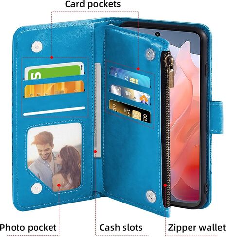 Asuwish Phone Case for Motorola Moto G Play 2024 4G Wallet Cell Cover with Screen Protector Lanyard Wrist Strap Mandala Flower Zipper Card Holder Slot Stand XT2413V XT2413-1 64GB Women Girls Purple in Saudi Arabia