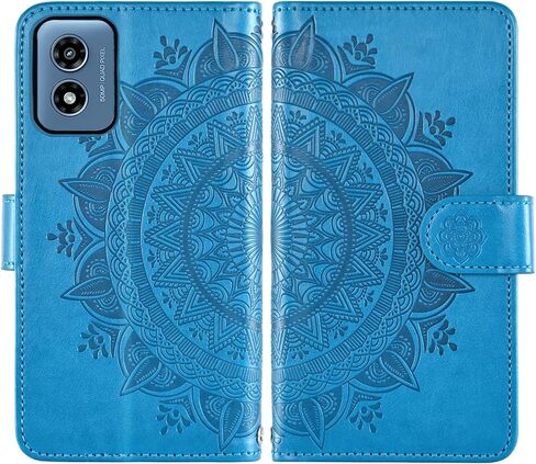Asuwish Phone Case for Motorola Moto G Play 2024 4G Wallet Cell Cover with Screen Protector Lanyard Wrist Strap Mandala Flower Zipper Card Holder Slot Stand XT2413V XT2413-1 64GB Women Girls Purple in Saudi Arabia