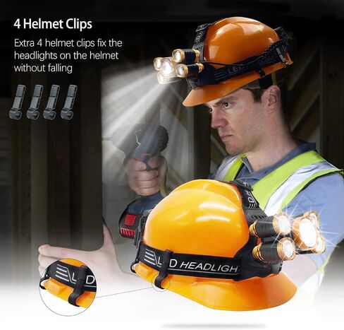 Rechargeable Headlamp, 2000 Lumen Ultra Bright 5 LED Head Lamp for Adults, Waterproof Zoomable Headlight Flashlight, Work Outdoor Hard Hat Light for Camping Hiking Fishing Hunting in Saudi Arabia
