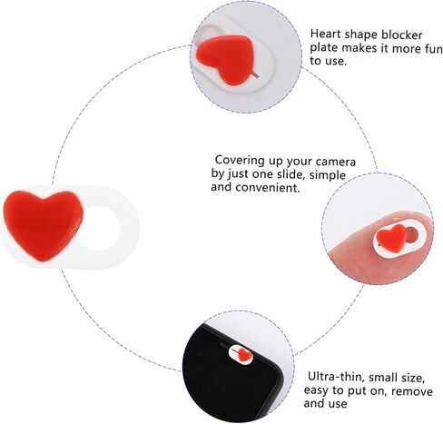 2 PCS Webcam Cover Slider Heart Shaped Privacy for Laptop Tablet Cover for Desktop Fun Design Easy Slide Mechanism in Saudi Arabia