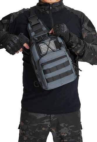 Small Tactical Sling Backpack Bag for Men Military Shoulder Bag Pack EDC Crossbody Bag for Hiking 7 Liters in Kuwait