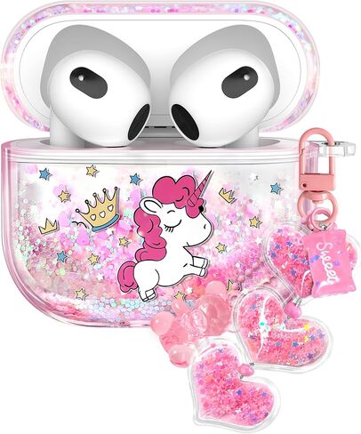 Coralogo for Apple for AirPods Pro 1/2 - Women Girls Cute Girly Kawaii for Airpods Pro 2nd Cover Cover Glitter Liquid Sparkle Cat Flower Hard Shell Chell -sthain stuche forro in Kuwait