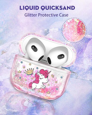 Coralogo for Apple for AirPods Pro 1/2 - Women Girls Cute Girly Kawaii for Airpods Pro 2nd Cover Cover Glitter Liquid Sparkle Cat Flower Hard Shell Chell -sthain stuche forro in Kuwait