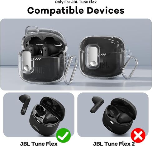 with Lock Case Compatible with JBL Tune Flex Earbuds,with Cleaner Kit,TPU Clear JBL Tune Flex Case for Men Women with Keychain(Clear) in Saudi Arabia