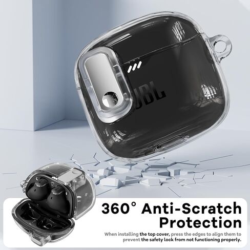 with Lock Case Compatible with JBL Tune Flex Earbuds,with Cleaner Kit,TPU Clear JBL Tune Flex Case for Men Women with Keychain(Clear) in Saudi Arabia