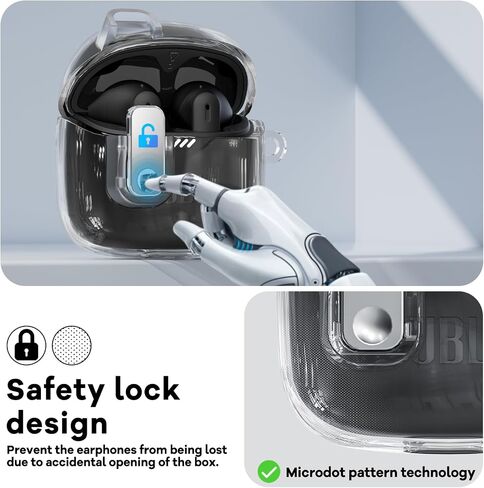 with Lock Case Compatible with JBL Tune Flex Earbuds,with Cleaner Kit,TPU Clear JBL Tune Flex Case for Men Women with Keychain(Clear) in Saudi Arabia