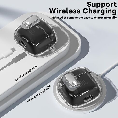 with Lock Case Compatible with JBL Tune Flex Earbuds,with Cleaner Kit,TPU Clear JBL Tune Flex Case for Men Women with Keychain(Clear) in Saudi Arabia