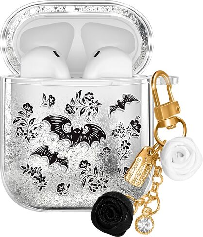 Coralogo for Apple for Airpods Pro 1/2 Case - Women Girls Cute Girly Kawaii for Airpods Pro 2nd Generation Case Cover Glitter Liquid Sparkle Cat Flower Hard Shell Keychain Funda Estuche Forro in Kuwait