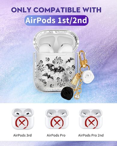 Coralogo for Apple for Airpods Pro 1/2 Case - Women Girls Cute Girly Kawaii for Airpods Pro 2nd Generation Case Cover Glitter Liquid Sparkle Cat Flower Hard Shell Keychain Funda Estuche Forro in Kuwait