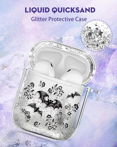 Coralogo for Apple for Airpods Pro 1/2 Case - Women Girls Cute Girly Kawaii for Airpods Pro 2nd Generation Case Cover Glitter Liquid Sparkle Cat Flower Hard Shell Keychain Funda Estuche Forro in Kuwait