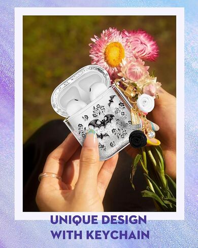 Coralogo for Apple for Airpods Pro 1/2 Case - Women Girls Cute Girly Kawaii for Airpods Pro 2nd Generation Case Cover Glitter Liquid Sparkle Cat Flower Hard Shell Keychain Funda Estuche Forro in Kuwait