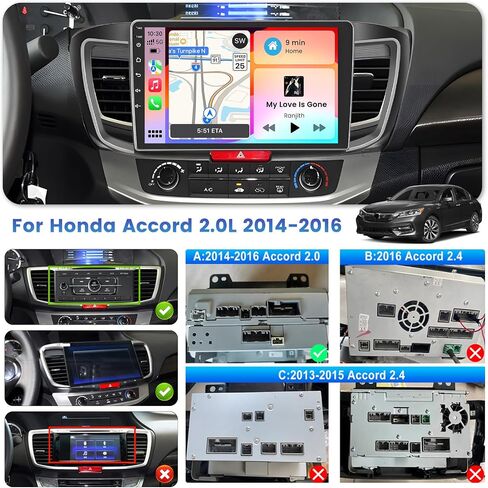 [2+64g] ستيريو السيارة لـ Honda Accord 9th 2.0L (Manual A/C) 2014 2015 2016 مع Carplay Android Auto ، 10.1 بوصة HD شاشة تعمل باللمس مع GPS WiFi Bluetooth FM/RDS Radio EQ SWC 26UI in Saudi Arabia