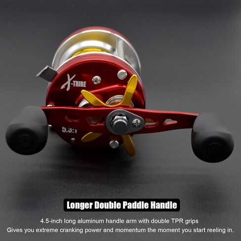 X-Tribe Round Baitcaster Cenly Fishing Cenly ، نظام الفرامل في الطرد المركزي ، بكرة الصب ، والتروس النحاسية الصلبة والترس ، على خط الخروج من الخط ، 4+1 محامل كرات من الفولاذ المقاوم للصدأ ، قبضة مزدوجة in Kuwait