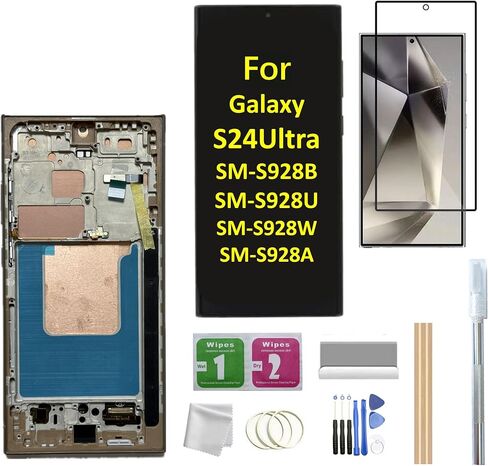 Galaxy S24 Ultra LCD Screen with Frame Replacement for Samsung Galaxy S24 Ultra SM-S928B SM-S928U SM-S928A LCD Screen Display Touch Digitizer with Frame+Tool (Gray/Violte) in Saudi Arabia