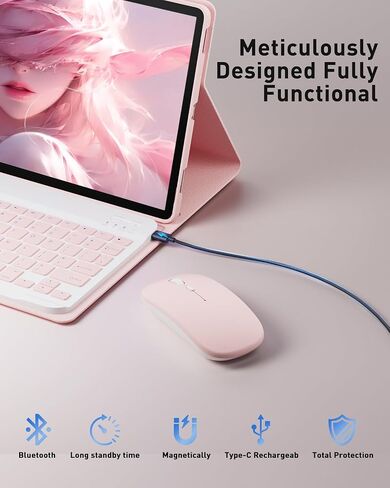 حالة لوحة المفاتيح لـ Lenovo Tab P12 12.7 بوصة 2023/2024 - الماوس ولوحة المفاتيح القابلة للفصل PU Cover Cover Case Sleep/Wake - Black in Kuwait