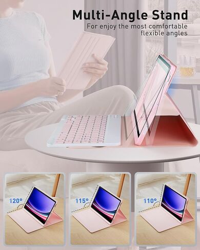 حالة لوحة المفاتيح لـ Lenovo Tab P12 12.7 بوصة 2023/2024 - الماوس ولوحة المفاتيح القابلة للفصل PU Cover Cover Case Sleep/Wake - Black in Kuwait